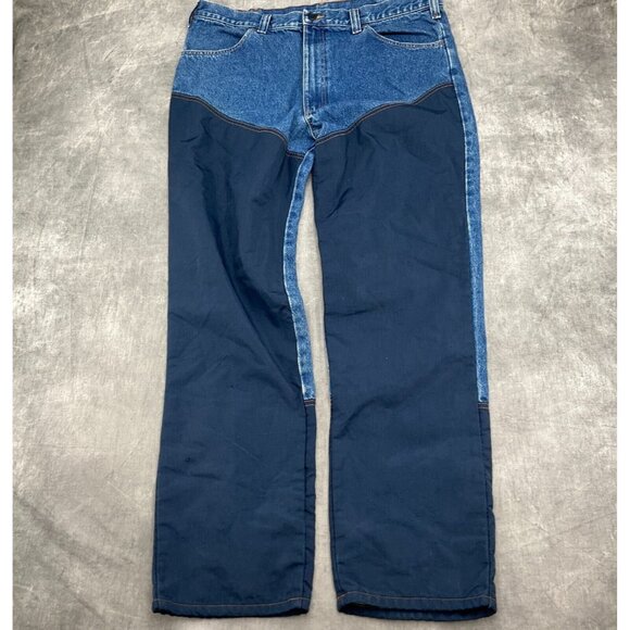 Game Winner Sportswear Brush Jeans Men 38W x 32L Blue Nylon Faced Fish Hunt VTG - Picture 4 of 13